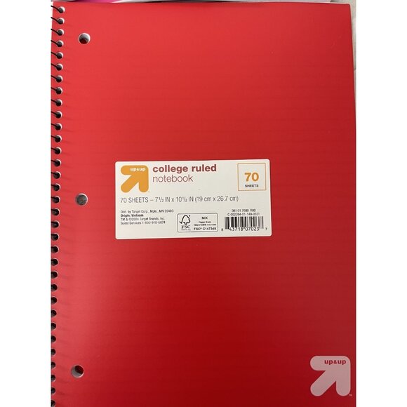 Set Of 10 pcs Up & Up College Ruled Notebook 70 Sheets Set of random colors. - Picture 2 of 3